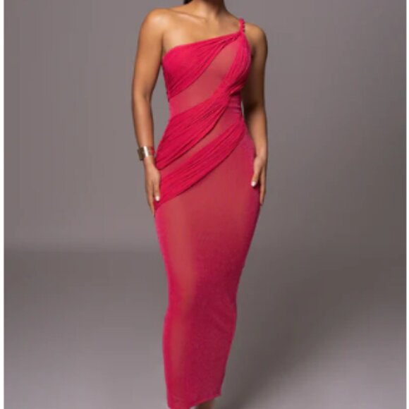 JLUXLABEL "Pink Alari One-Shoulder Maxi Dress" Size Small - Picture 2 of 12